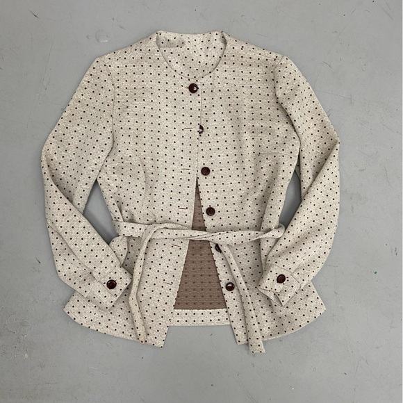 Vintage 70’s Deadstock Handmade Matching Set Dress & Belted Jacket Polka Dot - Picture 4 of 14